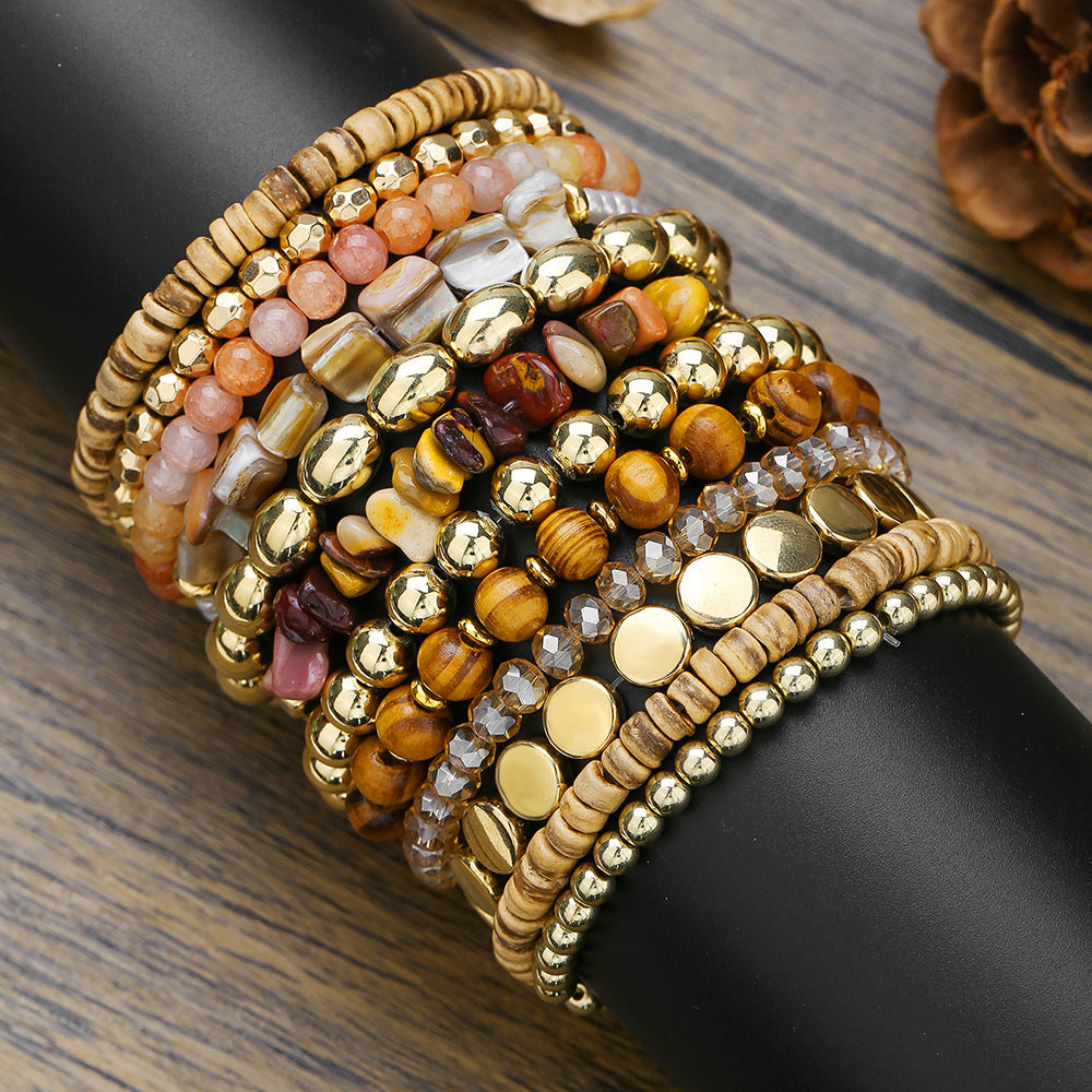 Vintage 12-piece Bohemian handmade beaded bracelet set