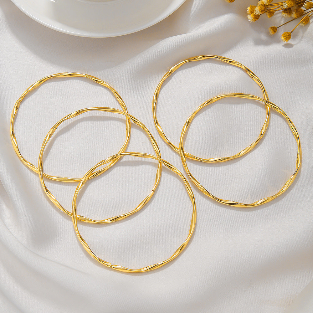 Mobius plain gold-plated bracelet set