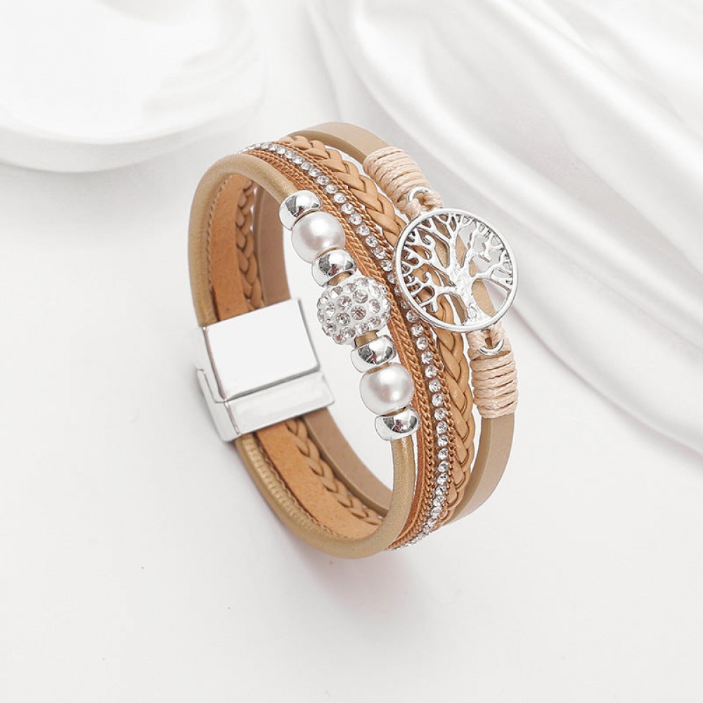 Ethnic style imitation pearl diamond ball magnetic clasp wov