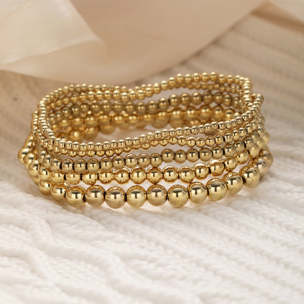 Fashionable and simple elastic beaded bracelets 7 pieces