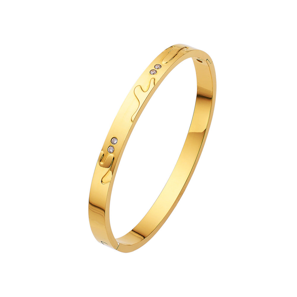 18K gold plated diamond retro stacked titanium steel bracele