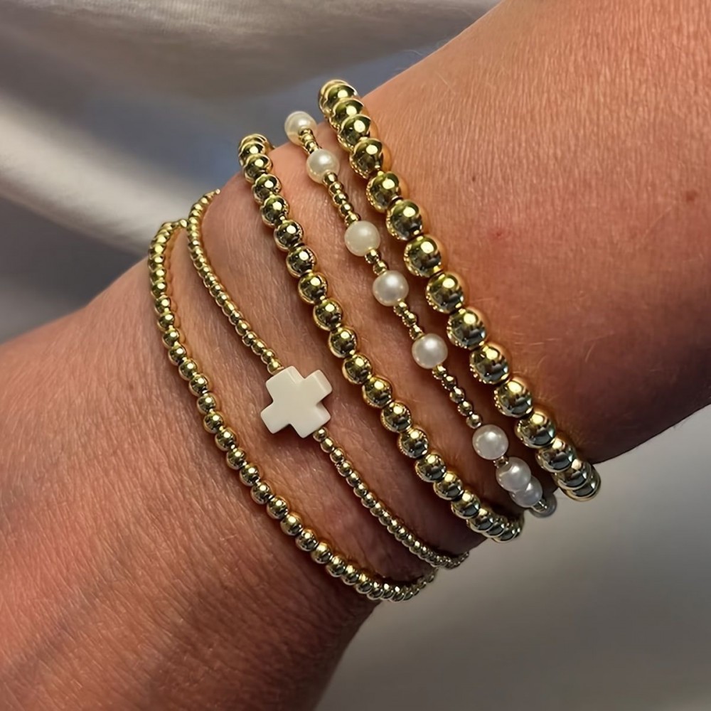 Cross beaded bracelet 5-piece set niche design temperament s