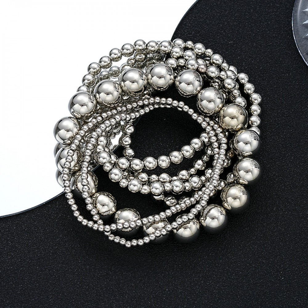 Round bead bracelet 7-piece set Simple multi-layer stacking 