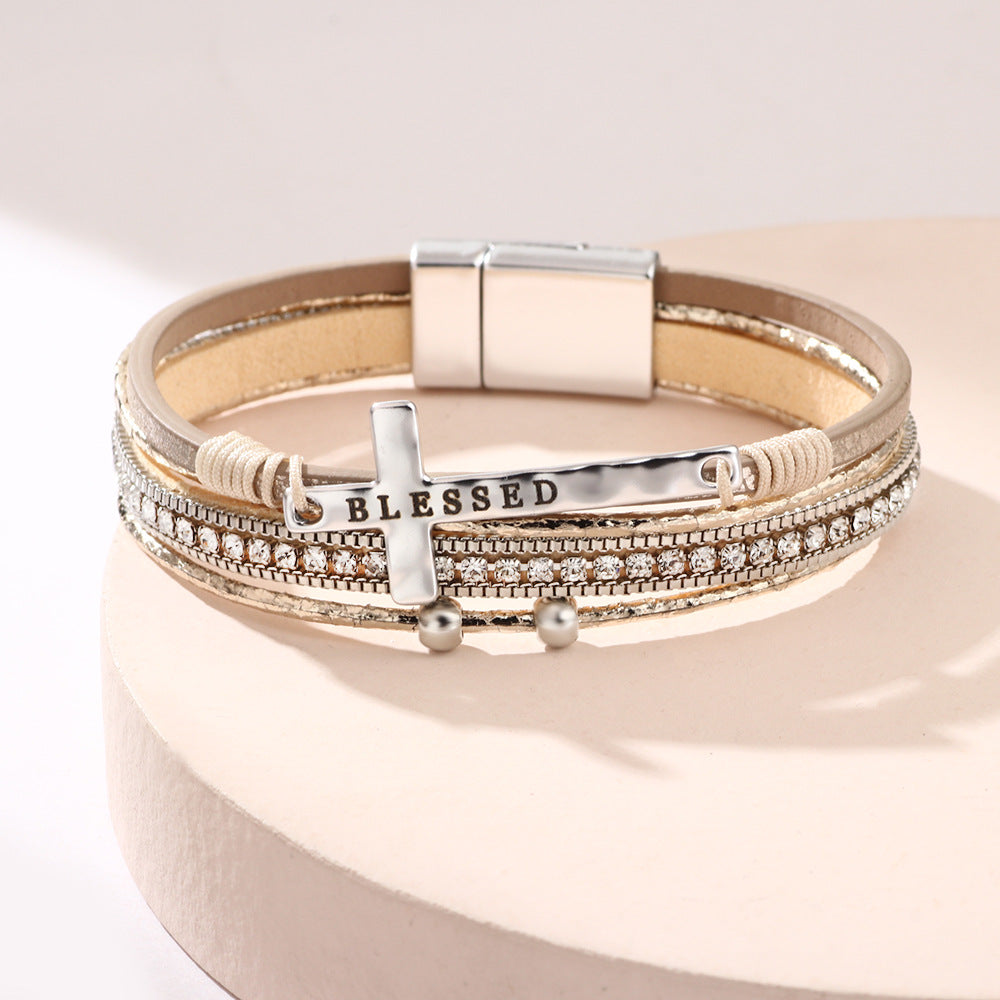 Bohemian Cross Micro Diamond Magnetic Bracelet