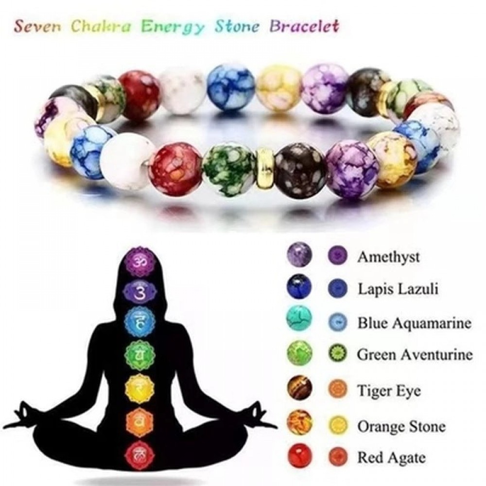 Colorful Yoga Balance Energy Beads Volcanic Stone Bracelet