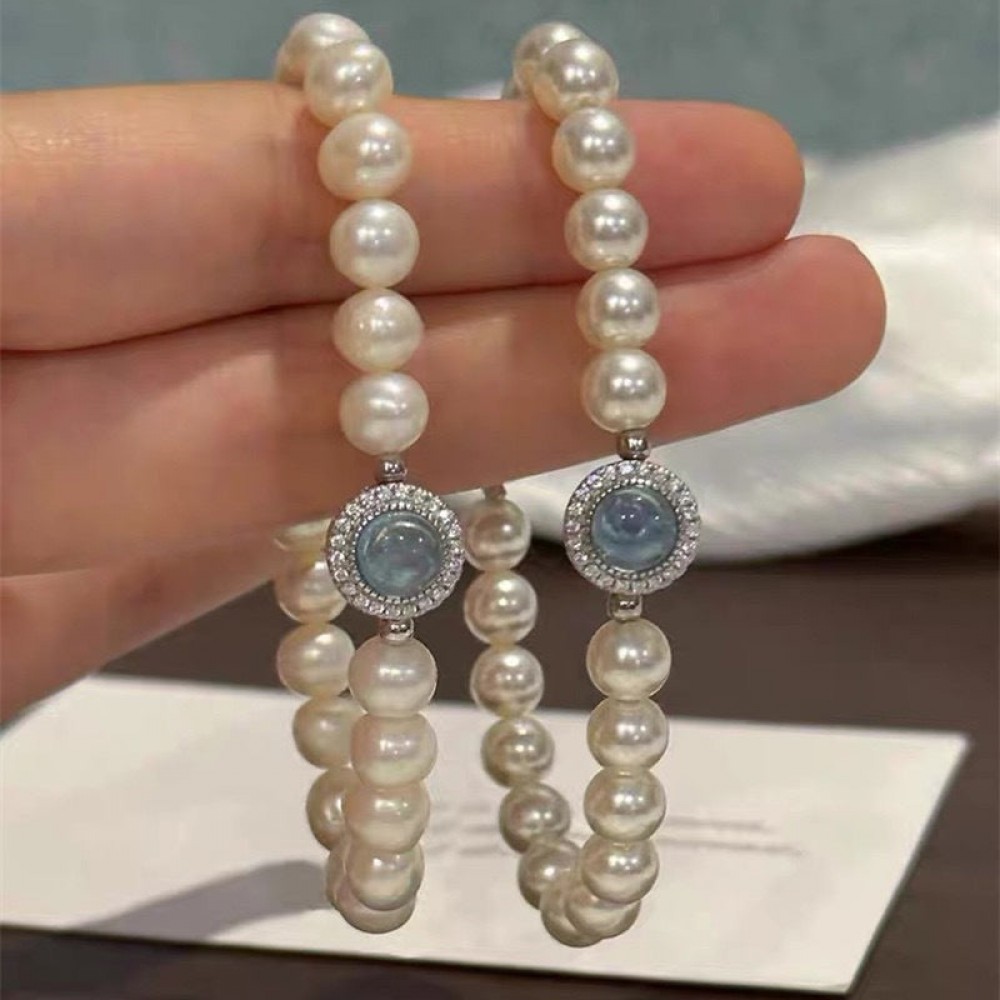 Mermaid's tears navy blue sapphire artificial pearl beaded b