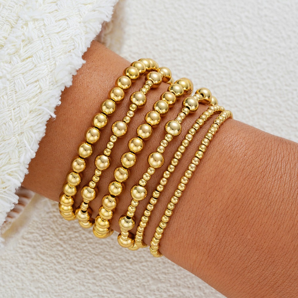 Fashionable and simple elastic beaded bracelets 7 pieces