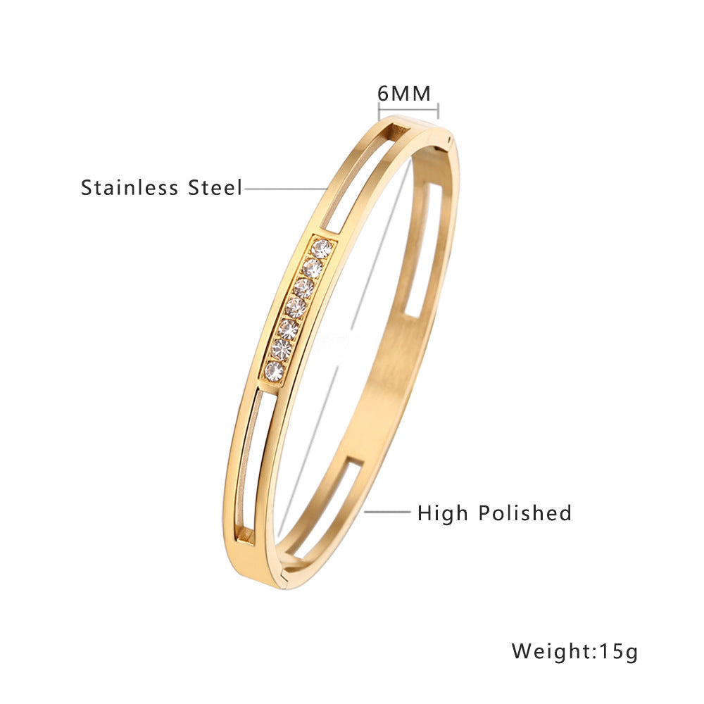 18K gold plated diamond retro stacked titanium steel bracele