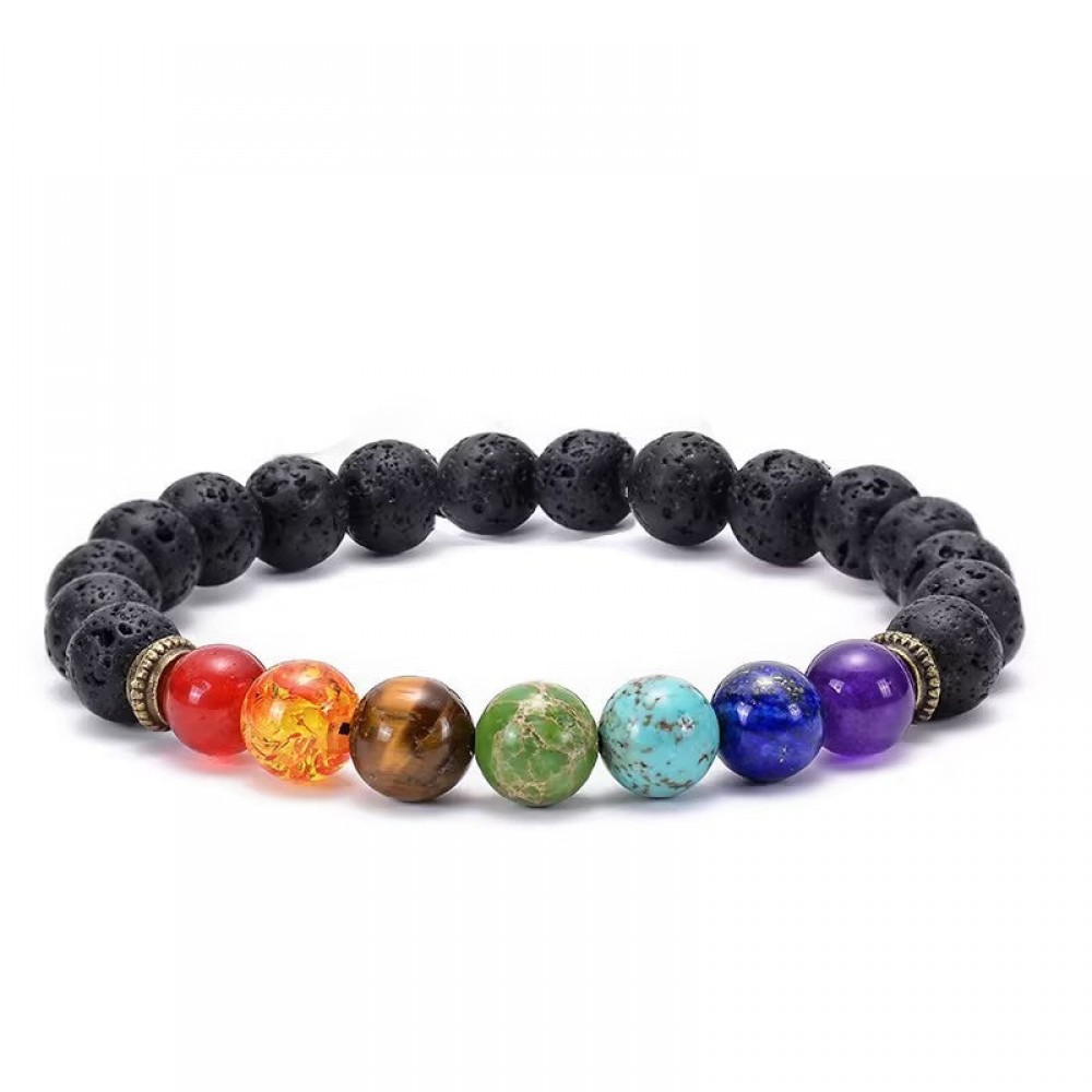 Colorful volcanic stone braided bracelet