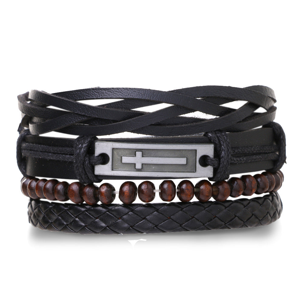 Braided Leather Multi-layer Skull Men's Bracelet