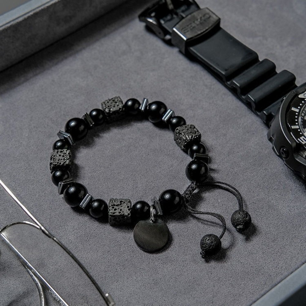 Lava Cubes Volcanic Stone Woven Bracelet