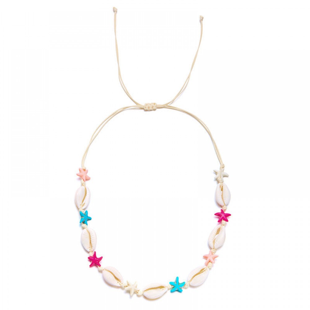 Summer Bohemian Colorful Starfish Shell Braided Bracelet Nec