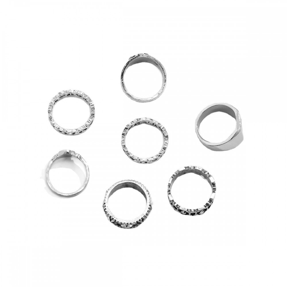 Men's metal ring set geometric hollow oil drop ring set ring