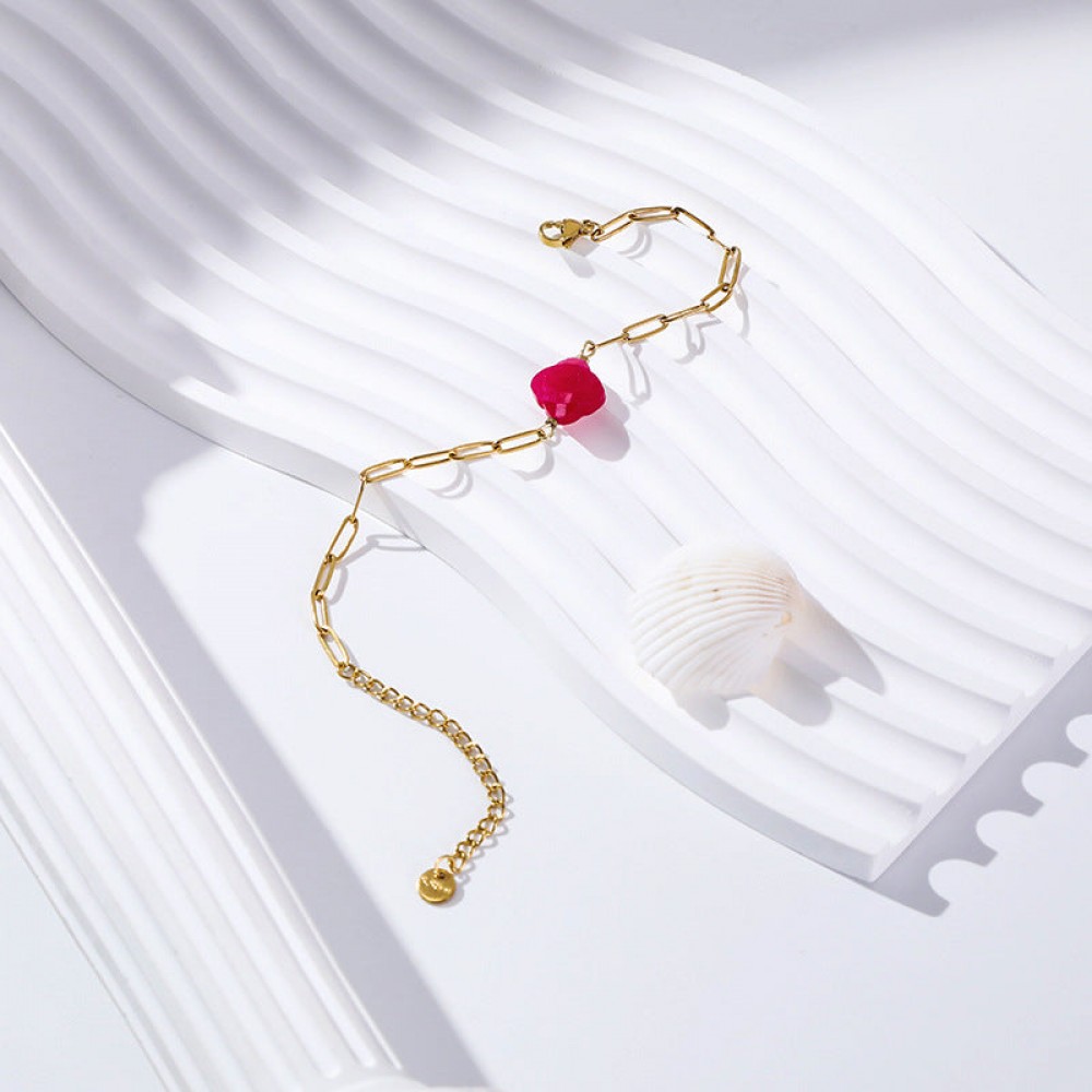 Gold Plated Stainless Steel Freshwater Natural Stone Bracele