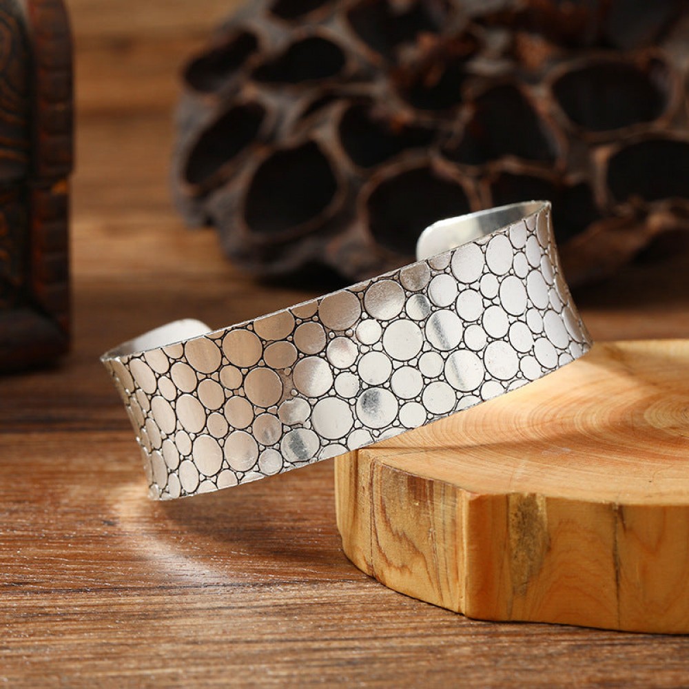 Retro metal wide open personality ethnic style silver exotic