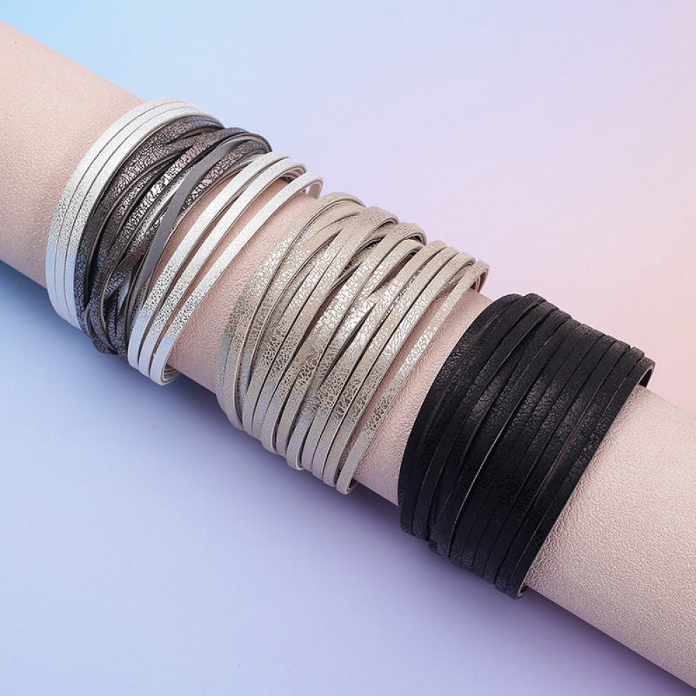 Double-layer PU leather women' s bracelet