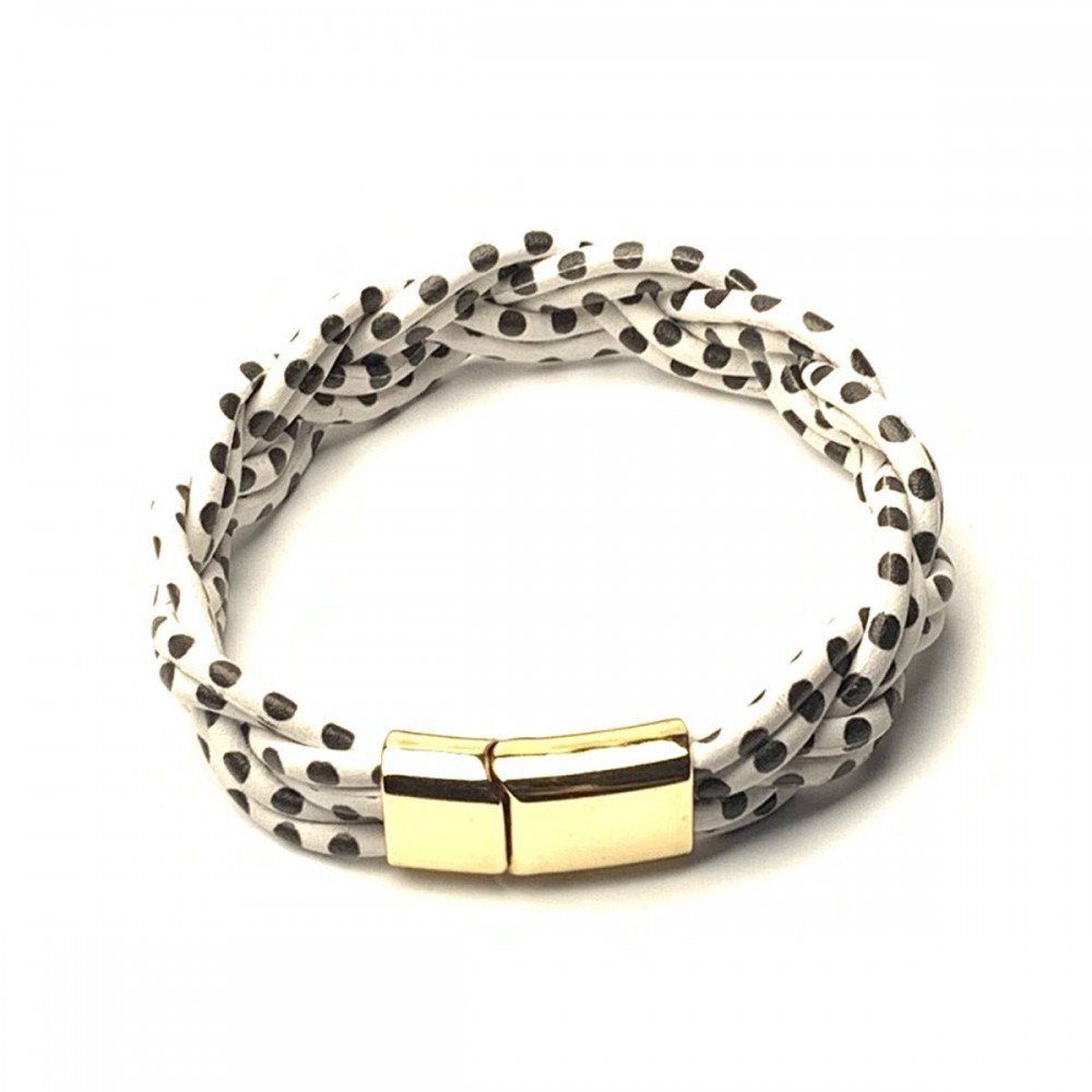 6-strand braided bracelet silicone tube leopard leather brac