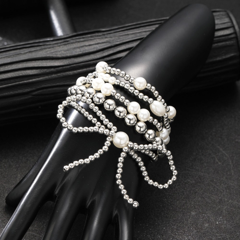 Bow Pearl Beaded Bracelet 5-Piece Set