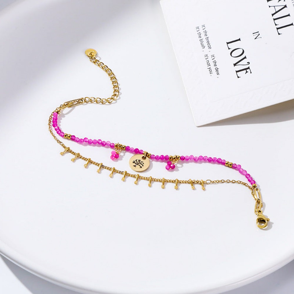 Gold Plated Stainless Steel Freshwater Natural Stone Bracele