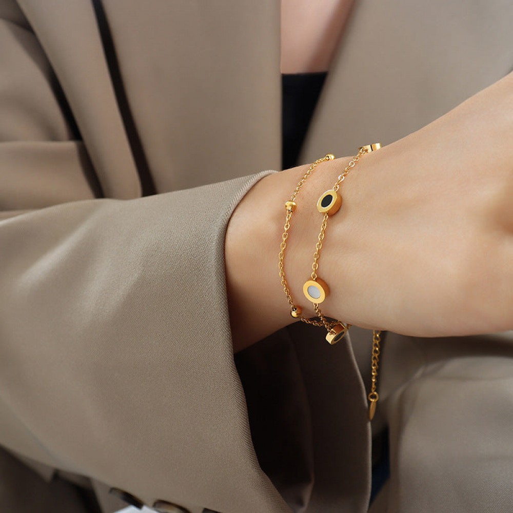 18K gold-plated Rome cold ins style titanium steel bracelet