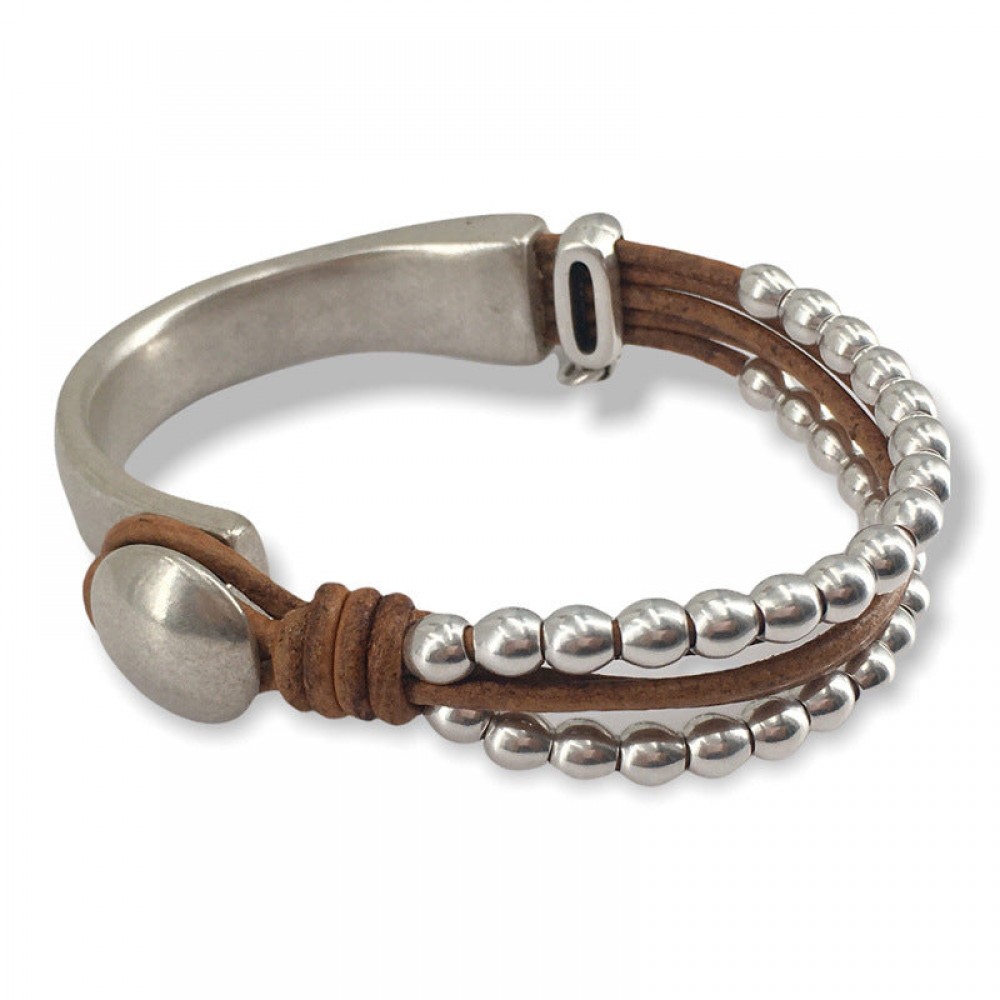 Bohemian style double layer stitching bracelet beaded leathe