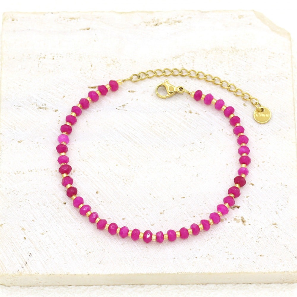 Gold Plated Stainless Steel Freshwater Natural Stone Bracele