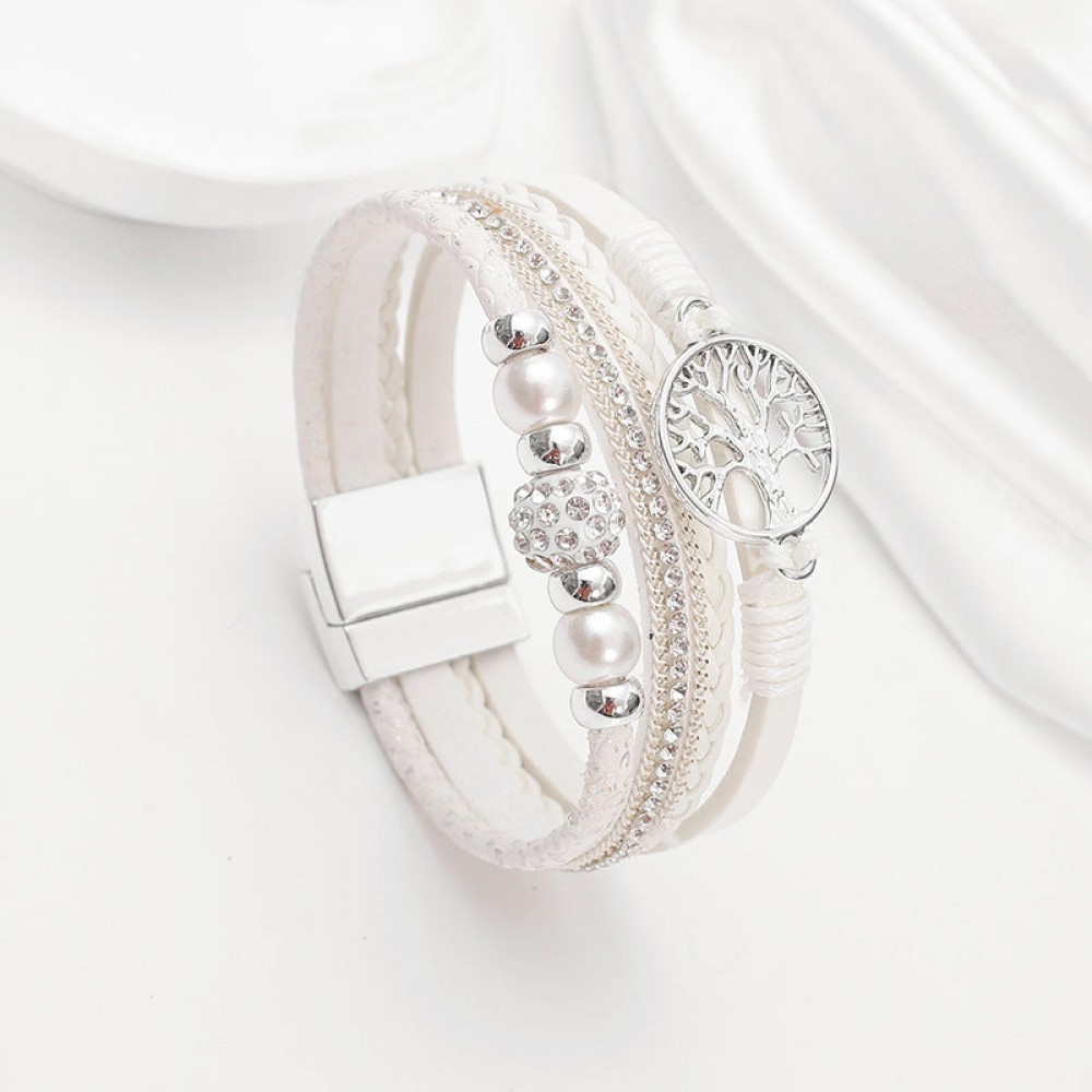 Ethnic style imitation pearl diamond ball magnetic clasp wov