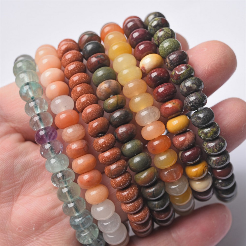 6mm natural stone abacus beads bracelet