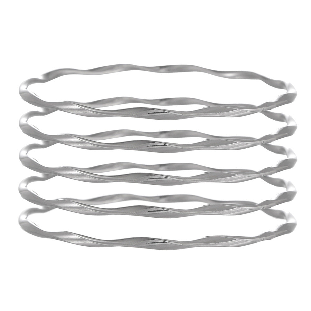 Mobius plain gold-plated bracelet set