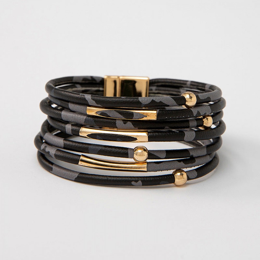 Leather Alloy Hot Sexy Leopard Magnetic Clasp Bracelet
