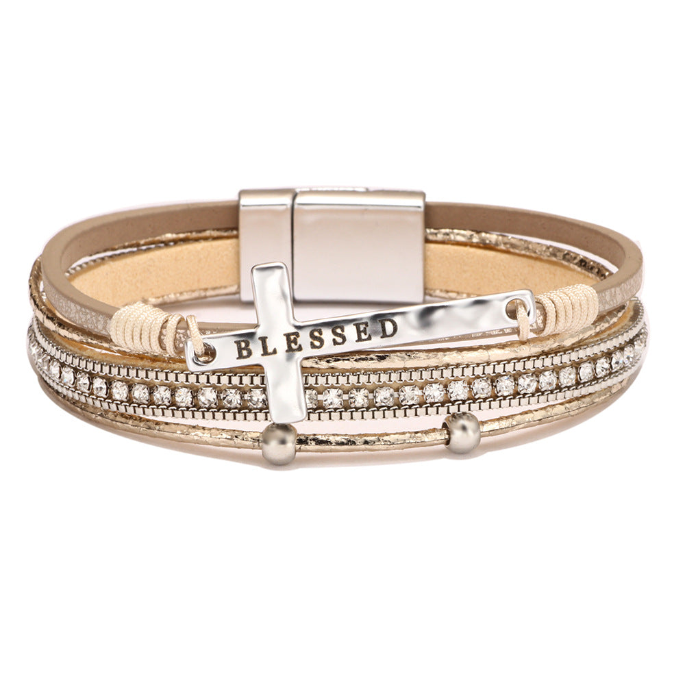 Bohemian Cross Micro Diamond Magnetic Bracelet