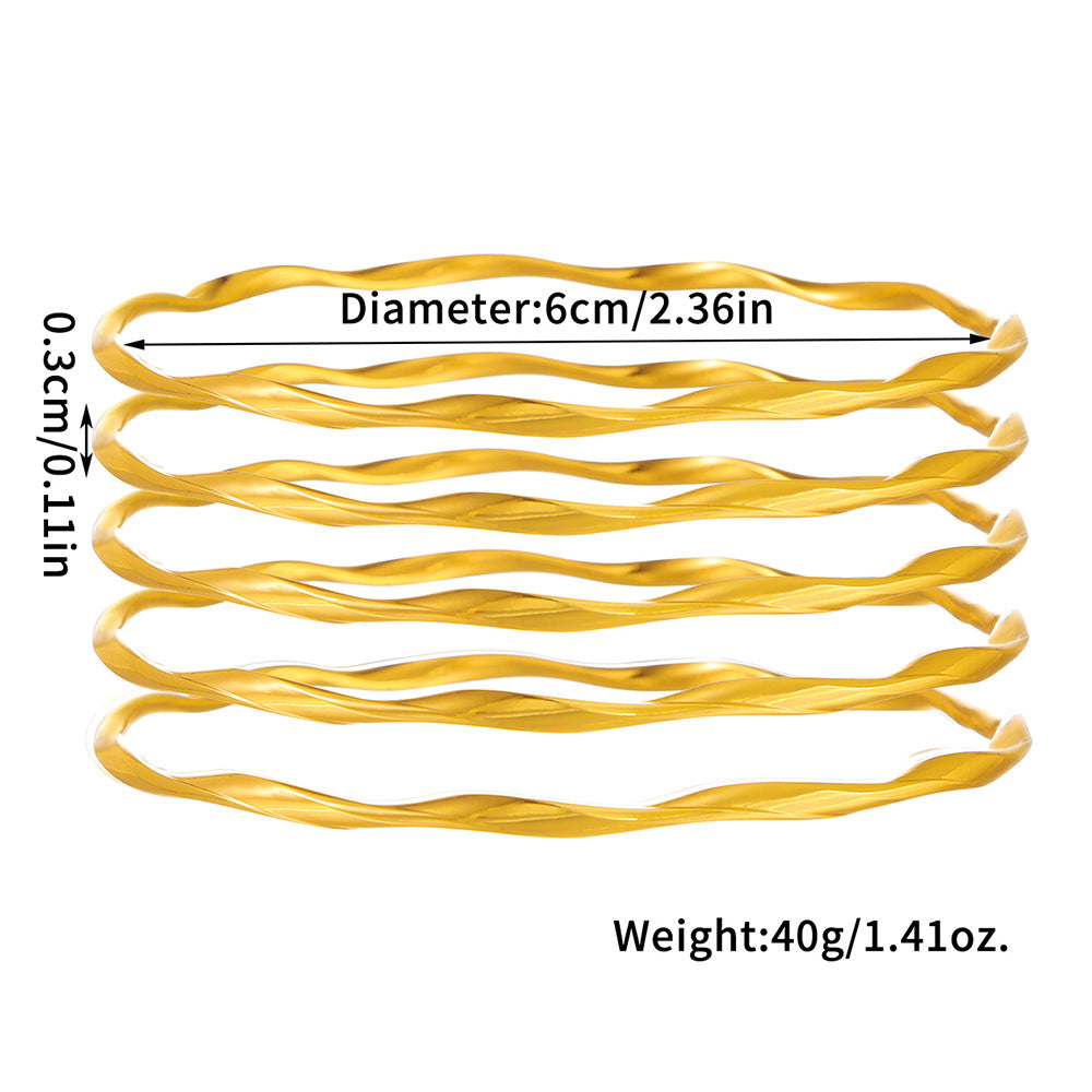 Mobius plain gold-plated bracelet set
