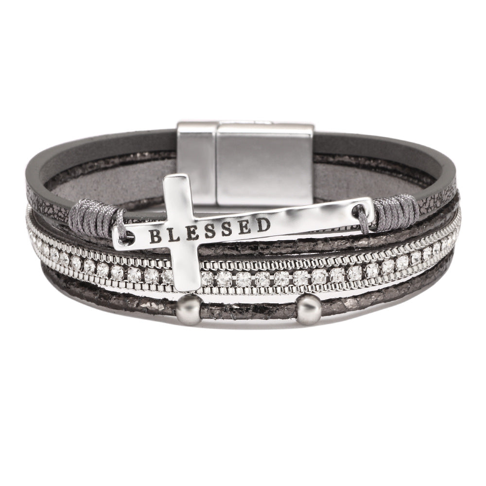 Bohemian Cross Micro Diamond Magnetic Bracelet