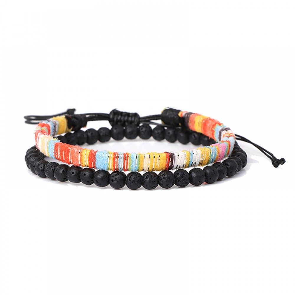Post Art Rope Lava Stone Combo Bracelet