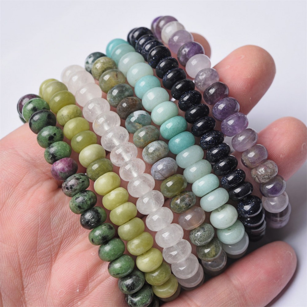 6mm natural stone abacus beads bracelet