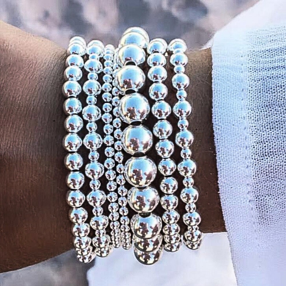 Round bead bracelet 7-piece set Simple multi-layer stacking 