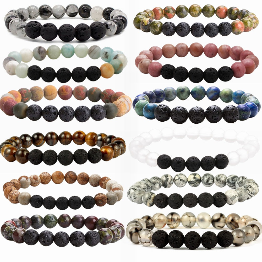 Stretch Volcanic Stone Natural Stone Beaded Bracelet