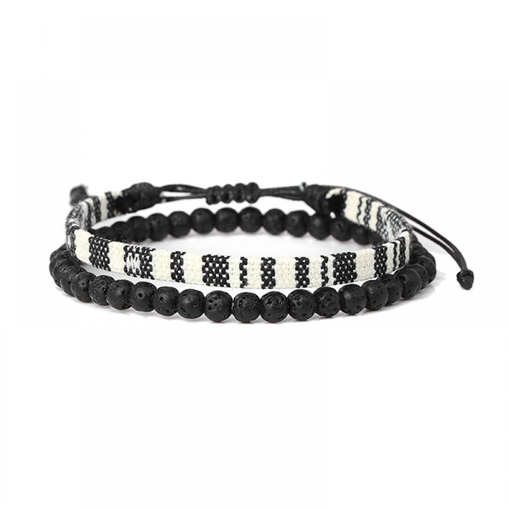Post Art Rope Lava Stone Combo Bracelet