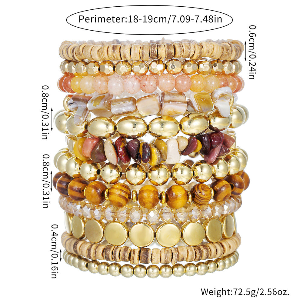 Vintage 12-piece Bohemian handmade beaded bracelet set