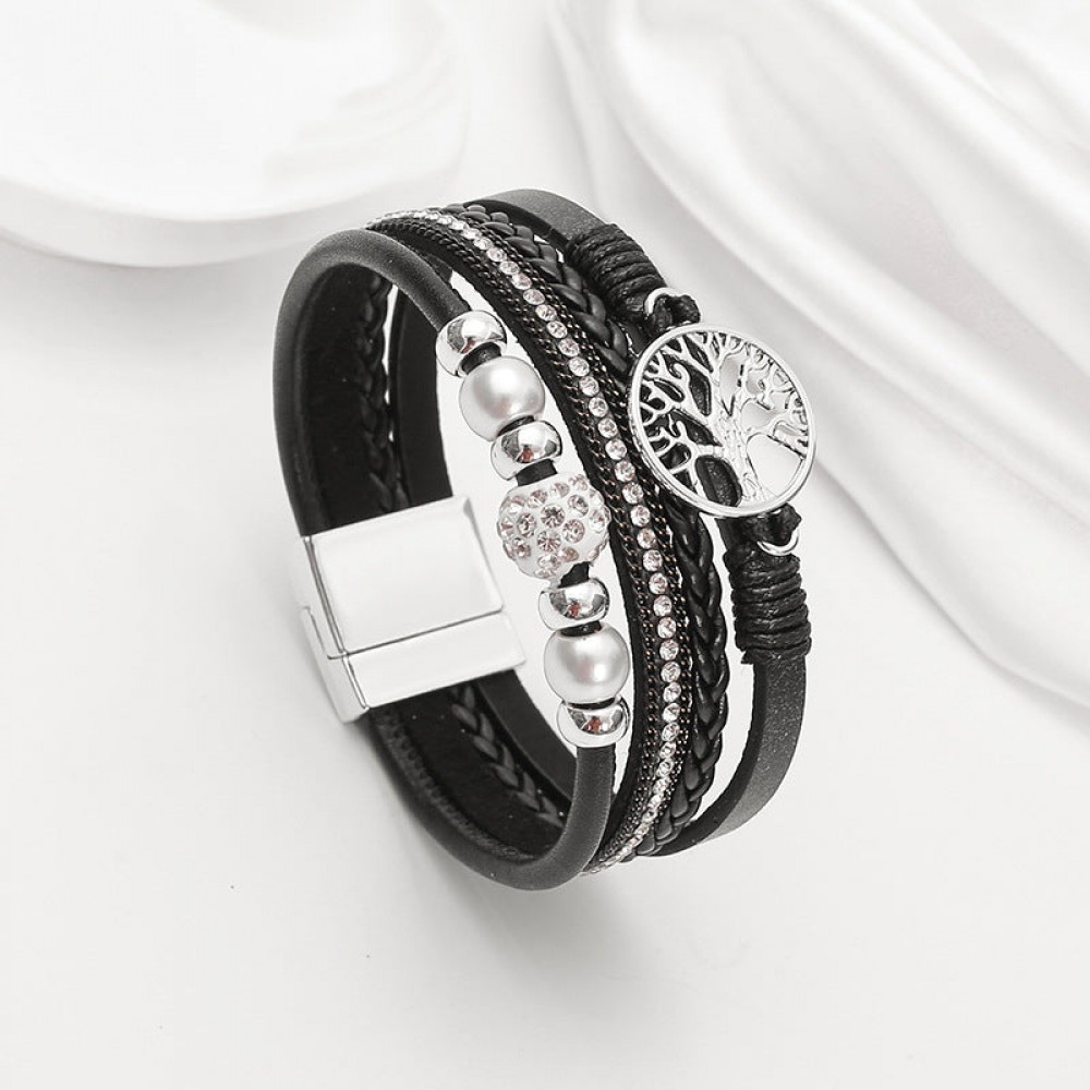 Ethnic style imitation pearl diamond ball magnetic clasp wov