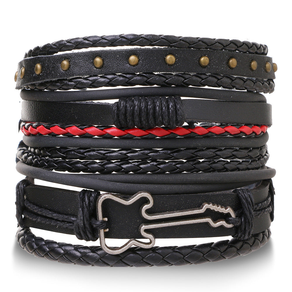 Braided Leather Multi-layer Skull Men's Bracelet