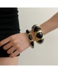 Retro Black Gold Enamel Stacked Wearing Wide Refined Open Br