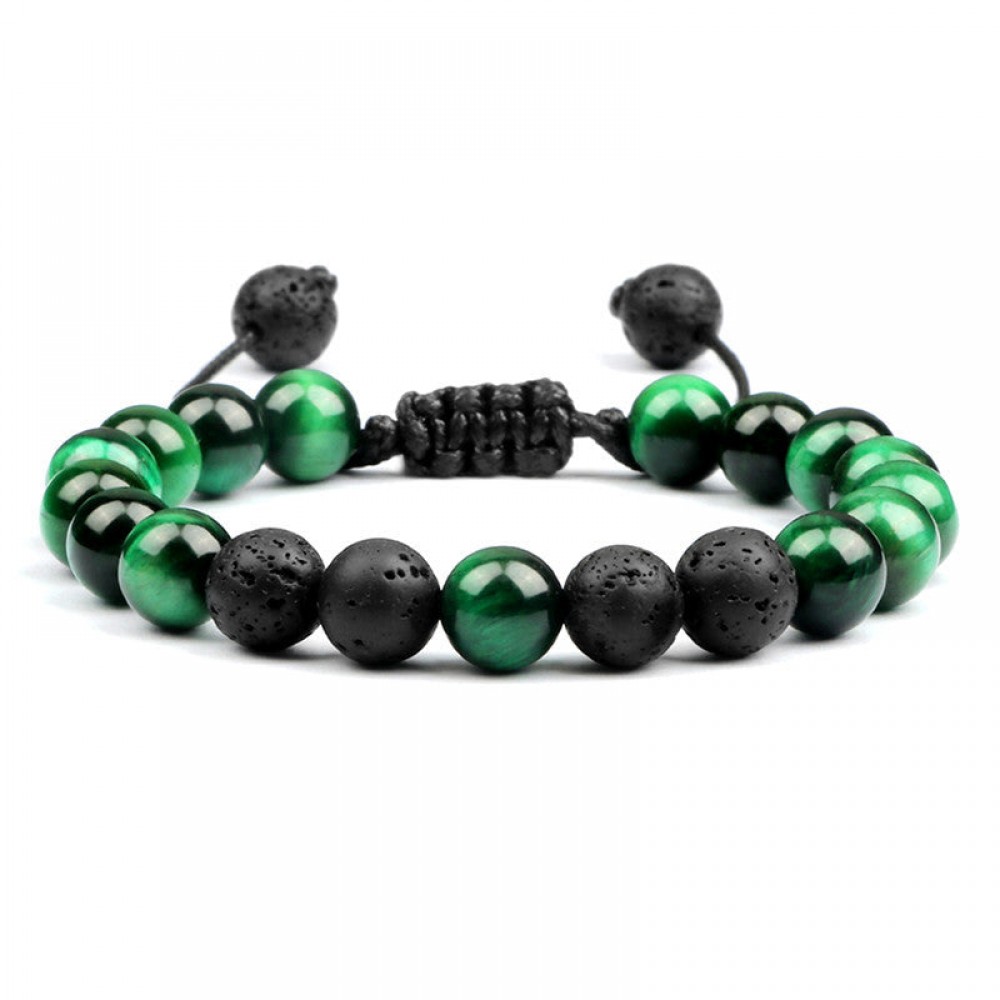 Lava Volcanic Stone Colored Tiger Eye Braided Bracelet