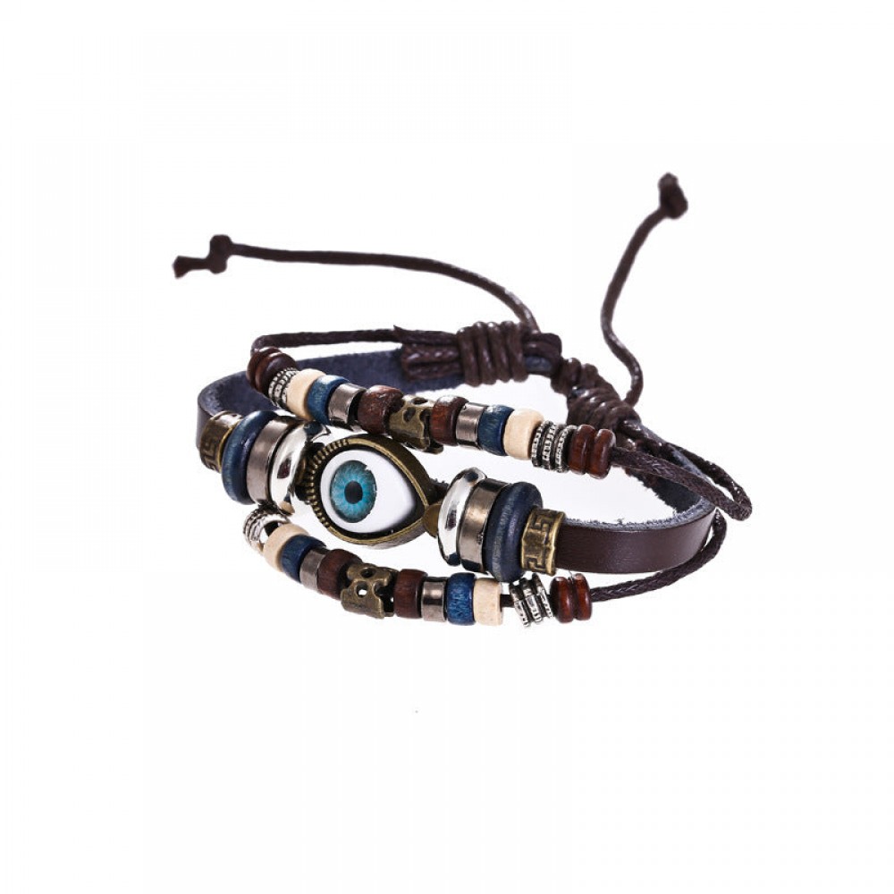 Vintage Multi-layered Cowhide Eye Braided Bracelet