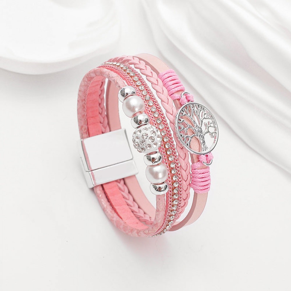 Ethnic style imitation pearl diamond ball magnetic clasp wov