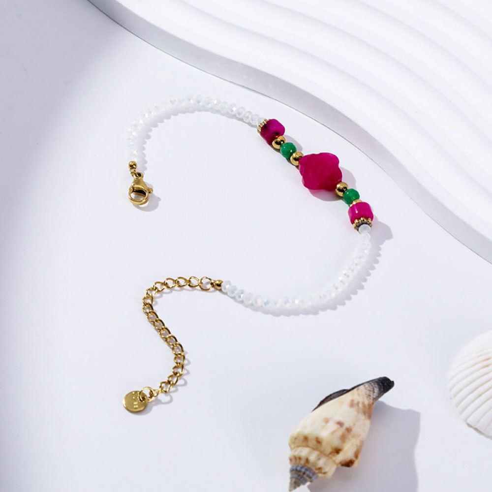 Gold Plated Stainless Steel Freshwater Natural Stone Bracele