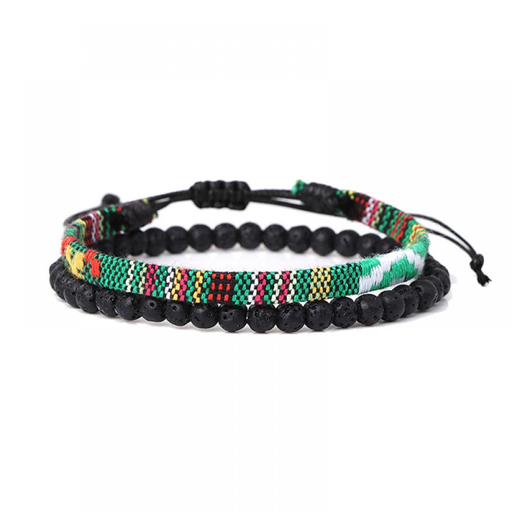 Post Art Rope Lava Stone Combo Bracelet