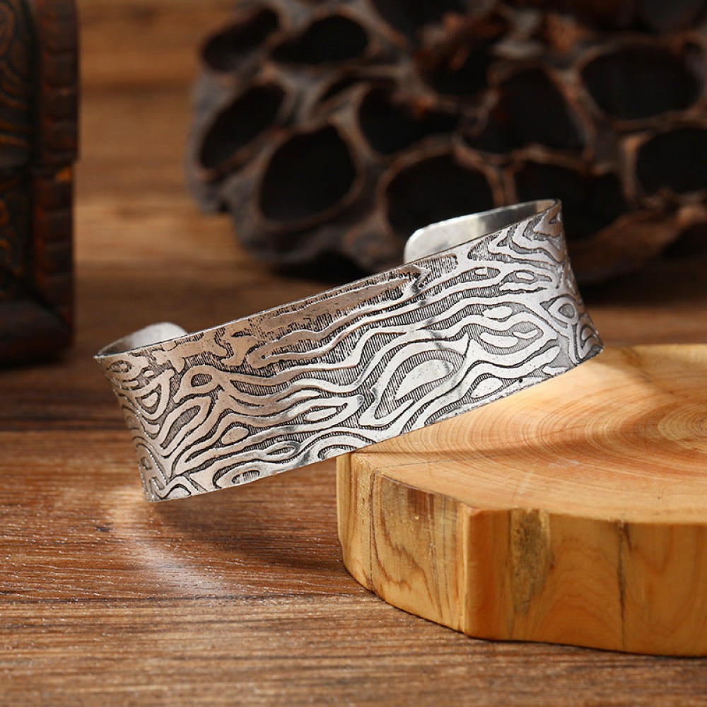Retro metal wide open personality ethnic style silver exotic