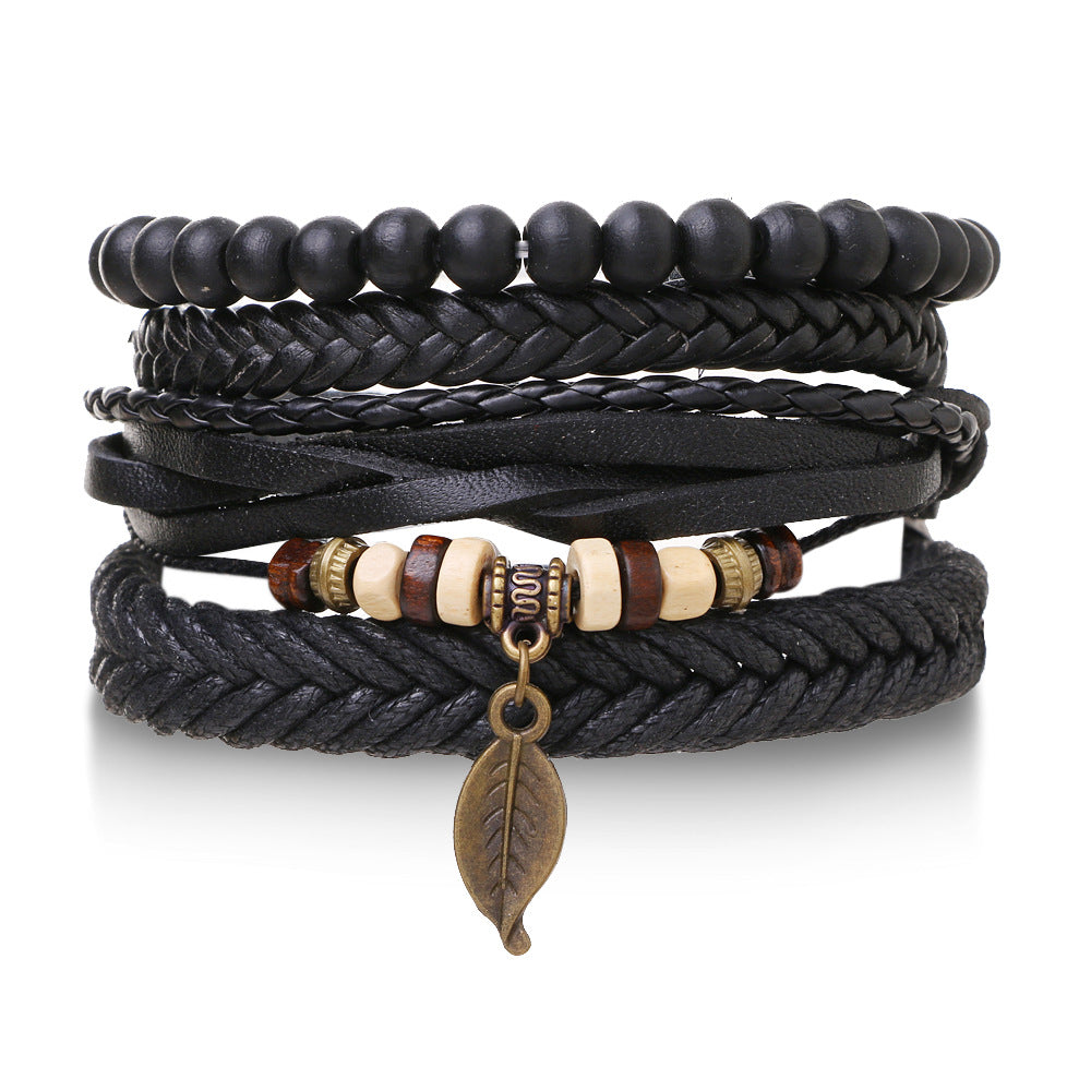 Braided Leather Multi-layer Skull Men's Bracelet