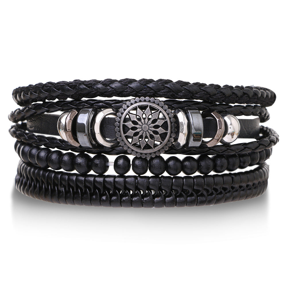 Braided Leather Multi-layer Skull Men's Bracelet